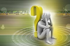 3d man sitting near the question mark Royalty Free Stock Image 3d man sitting near the question mark Royalty Free Stock Image