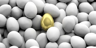3d odpłaca się złotego jajko na białych jajek tle ilustracji 3d odpłaca się złotego jajko na białych jajek tle ilustracji