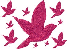 3D Pink Birds. Flying together. stock illustration 3D Pink Birds. Flying together. stock illustration