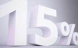 3D que rende a porcentagem do branco 15 isolou o fundo branco ilustração stock 3D que rende a porcentagem do branco 15 isolou o fundo branco ilustração stock