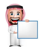 3D Realistic Saudi Arab Man Cartoon Character Holding Blank White Board royalty free illustration 3D Realistic Saudi Arab Man Cartoon Character Holding Blank White Board royalty free illustration