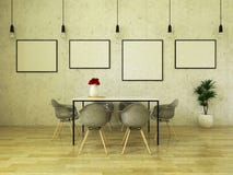 3D rendem da mesa de jantar bonita com cadeiras cinzentas ilustração stock 3D rendem da mesa de jantar bonita com cadeiras cinzentas ilustração stock