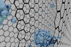 3D rendem a ilustração da estrutura atômica de Graphene - ilustração do fundo da nanotecnologia ilustração royalty free 3D rendem a ilustração da estrutura atômica de Graphene - ilustração do fundo da nanotecnologia ilustração royalty free