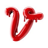 3D rendent de l'alphabet rouge font à partir du vernis à ongles Lettre cursive manuscrite V D'isolement sur le blanc illustration stock 3D rendent de l'alphabet rouge font à partir du vernis à ongles Lettre cursive manuscrite V D'isolement sur le blanc illustration stock