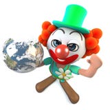 3d Funny cartoon crazy clown character holding a globe of the Earth royalty free illustration 3d Funny cartoon crazy clown character holding a globe of the Earth royalty free illustration