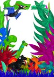 3D rendered tropical leaves greeting card template with dinosaurus Royalty Free Stock Photo 3D rendered tropical leaves greeting card template with dinosaurus Royalty Free Stock Photo