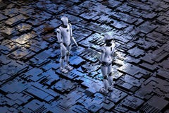 Robot with metal floor Royalty Free Stock Photo Robot with metal floor Royalty Free Stock Photo