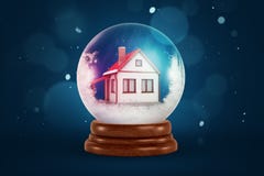3d rendering of christmas snow globe with house inside on dark blue background royalty free illustration 3d rendering of christmas snow globe with house inside on dark blue background royalty free illustration