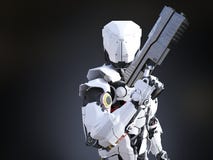 3D rendering of a futuristic robot cop holding gun. Royalty Free Stock Photography 3D rendering of a futuristic robot cop holding gun. Royalty Free Stock Photography