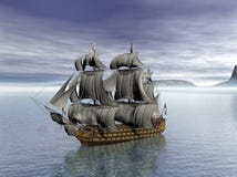 HMS Victory ship with british flags stock illustration HMS Victory ship with british flags stock illustration