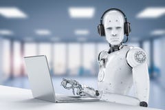 Robot with headset Royalty Free Stock Photos Robot with headset Royalty Free Stock Photos