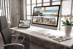 industrial office mockup responsive travel agency website design