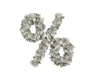 3d rendering of an isolated percentage sign made of many dollar bills on a white background. Royalty Free Stock Images 3d rendering of an isolated percentage sign made of many dollar bills on a white background. Royalty Free Stock Images