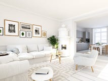 Living room with picture frames and fireplace. 3d rendering Stock Photo Living room with picture frames and fireplace. 3d rendering Stock Photo