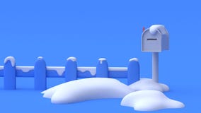 3d render mail box fence many snow abstract minimal cartoon style blue background blue scene nature winter concept vector illustration 3d render mail box fence many snow abstract minimal cartoon style blue background blue scene nature winter concept vector illustration