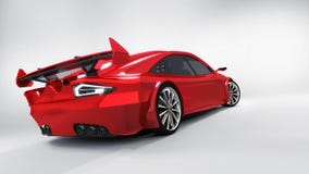 Red isolated car back closeup on white background Royalty Free Stock Images Red isolated car back closeup on white background Royalty Free Stock Images