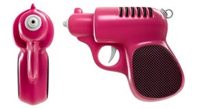 3d rendering a set of mini retro pink water gun, front and side view, isolated on white background. stock illustration 3d rendering a set of mini retro pink water gun, front and side view, isolated on white background. stock illustration