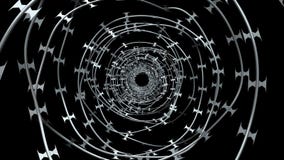 Computer generated background with barbed wire. 3d rendering spinning barbed wire spiral