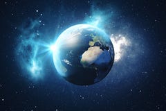 3D Rendering World Globe from Space in a Star Field Showing Night Sky With Stars and Nebula. View of Earth From Space stock illustration 3D Rendering World Globe from Space in a Star Field Showing Night Sky With Stars and Nebula. View of Earth From Space stock illustration