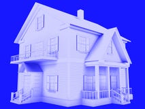 3d rendono della casa tecnico sul blu illustrazione di stock 3d rendono della casa tecnico sul blu illustrazione di stock