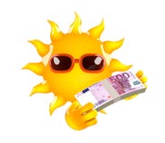 3d Sun a d'euro billets de banque illustration de vecteur 3d Sun a d'euro billets de banque illustration de vecteur