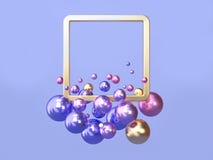 3d teruggevend roze blauw/purper gouden geometrisch kader die vierkant kader drijven stock illustratie 3d teruggevend roze blauw/purper gouden geometrisch kader die vierkant kader drijven stock illustratie