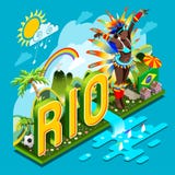 3D Vectorillustratie van Brazilië Rio Summer Infographic Isometric stock illustratie 3D Vectorillustratie van Brazilië Rio Summer Infographic Isometric stock illustratie
