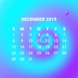 3D Vloeibare kleurrijke vloeibare Kalender 2019, December-maandconceptontwerp stock illustratie 3D Vloeibare kleurrijke vloeibare Kalender 2019, December-maandconceptontwerp stock illustratie