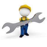 3d white people as plumber holding wrench vector illustration 3d white people as plumber holding wrench vector illustration