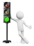 3D white people. Green traffic light Royalty Free Stock Image 3D white people. Green traffic light Royalty Free Stock Image