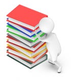 3d white people pushing stack of books vector illustration 3d white people pushing stack of books vector illustration