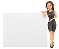 3D Call center operator leaning on a blank poster vector illustration 3D Call center operator leaning on a blank poster vector illustration