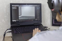 3D моделируя на компьютере Человек начинает графический дизайн стоковые фотографии rf 3D моделируя на компьютере Человек начинает графический дизайн стоковые фотографии rf