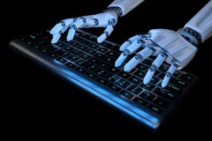 3d представляют Ai уча руки робота концепции печатая на клавиатуре, кнопочной панели Робототехнический киборг руки используя комп бесплатная иллюстрация 3d представляют Ai уча руки робота концепции печатая на клавиатуре, кнопочной панели Робототехнический киборг руки используя комп бесплатная иллюстрация