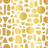 Da forma geométrica da garatuja da folha de ouro teste padrão sem emenda do vetor Coração dourado tirado mão, círculo, meio círcu ilustração royalty free Da forma geométrica da garatuja da folha de ouro teste padrão sem emenda do vetor Coração dourado tirado mão, círculo, meio círcu ilustração royalty free