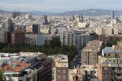 Dachy Poblesec, raval i urodzonych neighbourhoods, Barcelona, Hiszpania obrazy royalty free Dachy Poblesec, raval i urodzonych neighbourhoods, Barcelona, Hiszpania obrazy royalty free