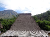 Dak van Bena Bajawa Traditioneel Straw House stock afbeelding Dak van Bena Bajawa Traditioneel Straw House stock afbeelding