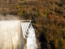 Dam of Contra Verzasca, spectacular waterfalls stock image Dam of Contra Verzasca, spectacular waterfalls stock image