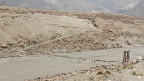 Damaged Bridge Across The Indus River Stock Image Damaged Bridge Across The Indus River Stock Image