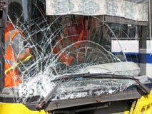 Damaged glass on bus, road accident details, Royalty Free Stock Photo Damaged glass on bus, road accident details, Royalty Free Stock Photo
