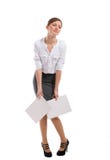 Dame fatiguée de bureau. Fond blanc photos libres de droits Dame fatiguée de bureau. Fond blanc photos libres de droits