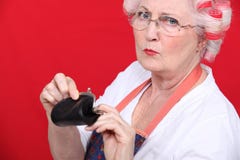 Dame âgée avec une bourse Photo stock Dame âgée avec une bourse Photo stock
