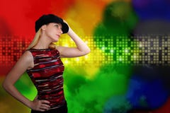 Dancing Woman at Nightclub in Abstract Background royalty free stock images Dancing Woman at Nightclub in Abstract Background royalty free stock images