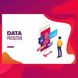 Dane ochrony pojęcie Kredytowej karty czek i oprogramowanie dojazdowi dane jak poufny może używać dla sieć sztandaru ilustracja wektor Dane ochrony pojęcie Kredytowej karty czek i oprogramowanie dojazdowi dane jak poufny może używać dla sieć sztandaru ilustracja wektor