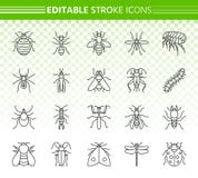 Danger Insect simple black line icons vector set royalty free illustration Danger Insect simple black line icons vector set royalty free illustration