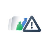 Dangerous rubbish warning sign, hazardous waste products, garbage bags, recycle program, utilization concept, vector illustration Dangerous rubbish warning sign, hazardous waste products, garbage bags, recycle program, utilization concept, vector illustration