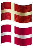 Danmark 3D landsflagga, två stilar stock illustrationer Danmark 3D landsflagga, två stilar stock illustrationer