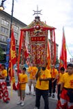 Danza de león en Chinatown, Boston durante la celebración china del Año Nuevo fotos de archivo libres de regalías Danza de león en Chinatown, Boston durante la celebración china del Año Nuevo fotos de archivo libres de regalías