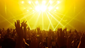 Dança feliz dos povos no concerto do partido do clube noturno imagem de stock Dança feliz dos povos no concerto do partido do clube noturno imagem de stock