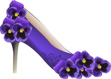 Dark Blue Flowers And Shoe Isolated On White Royalty Free Stock Photo Dark Blue Flowers And Shoe Isolated On White Royalty Free Stock Photo